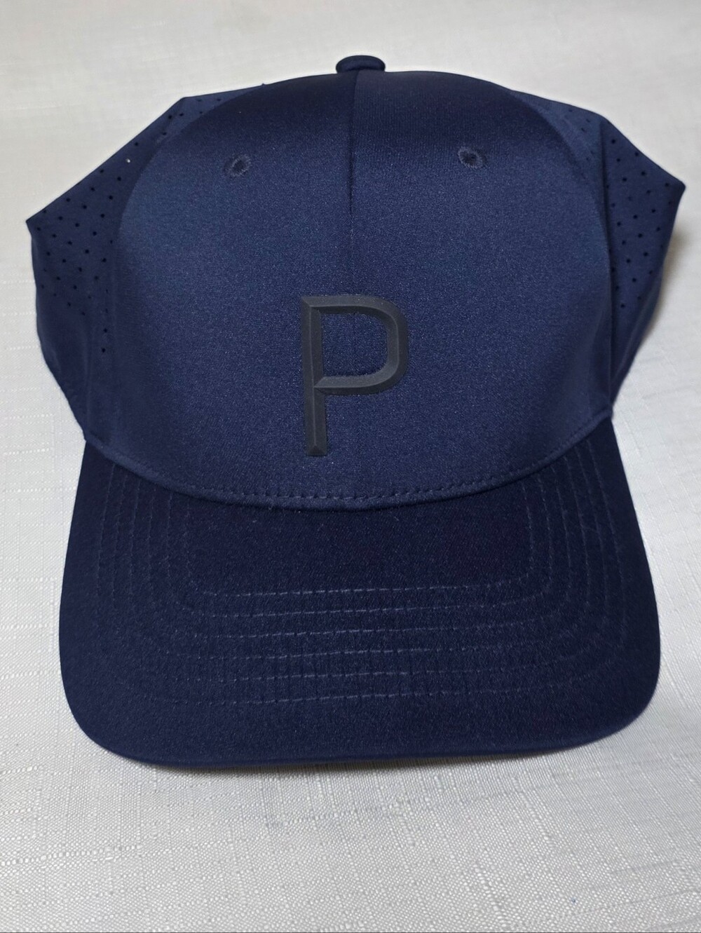 PUMA Men's Tech P Snapback Golf Hat Dark Navy Blue P Logo Adult Unisex